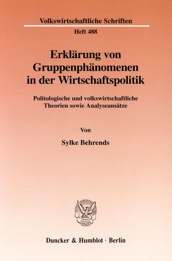 Cover Erklärung von Gruppenphänomenen in der Wirtschaftspolitik