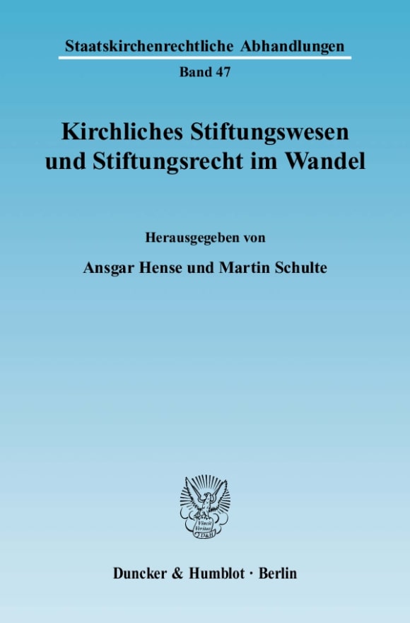 Cover Kirchliches Stiftungswesen und Stiftungsrecht im Wandel