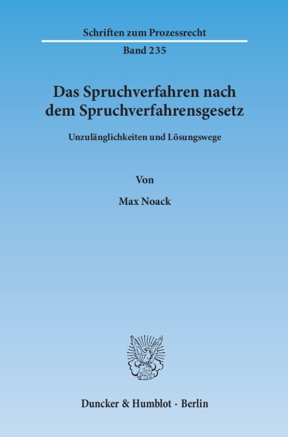 Cover Das Spruchverfahren nach dem Spruchverfahrensgesetz