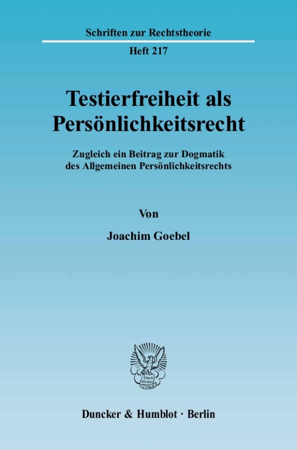 Cover Testierfreiheit als Persönlichkeitsrecht