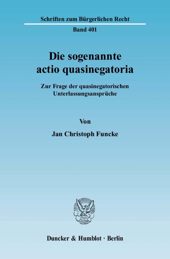 Cover Die sogenannte actio quasinegatoria