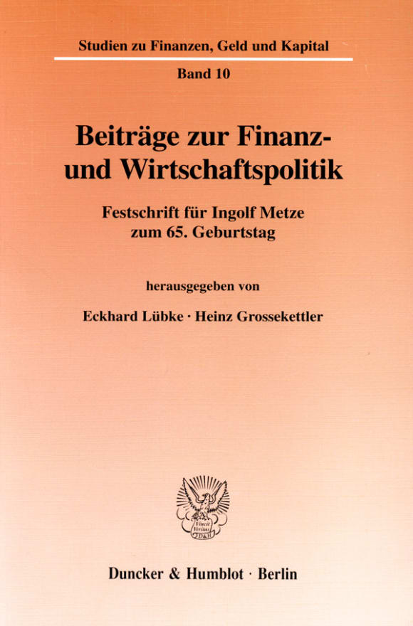 Cover Beiträge zur Finanz- und Wirtschaftspolitik