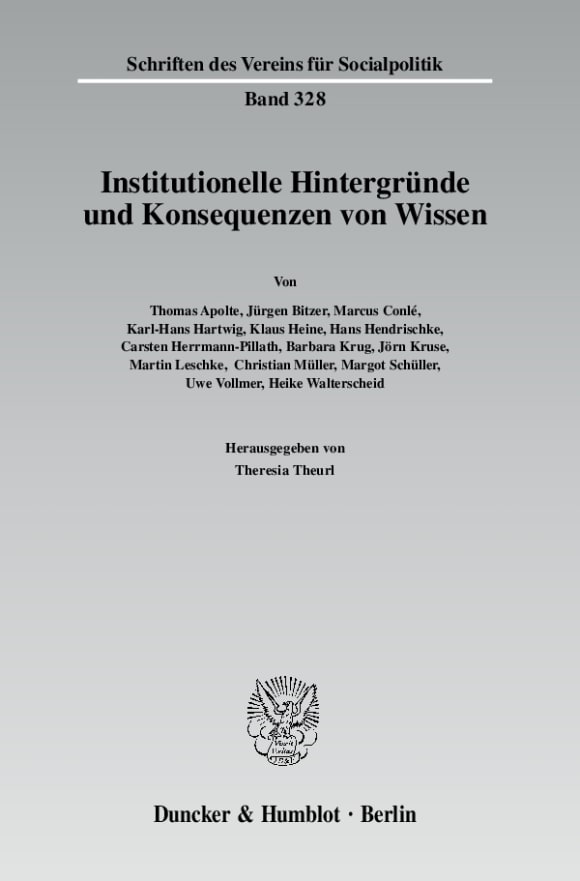 Cover Institutionelle Hintergründe und Konsequenzen von Wissen