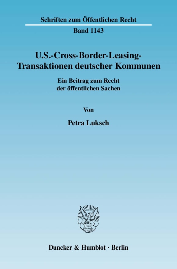 Cover U.S.-Cross-Border-Leasing-Transaktionen deutscher Kommunen