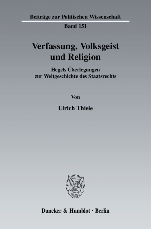 Cover Verfassung, Volksgeist und Religion