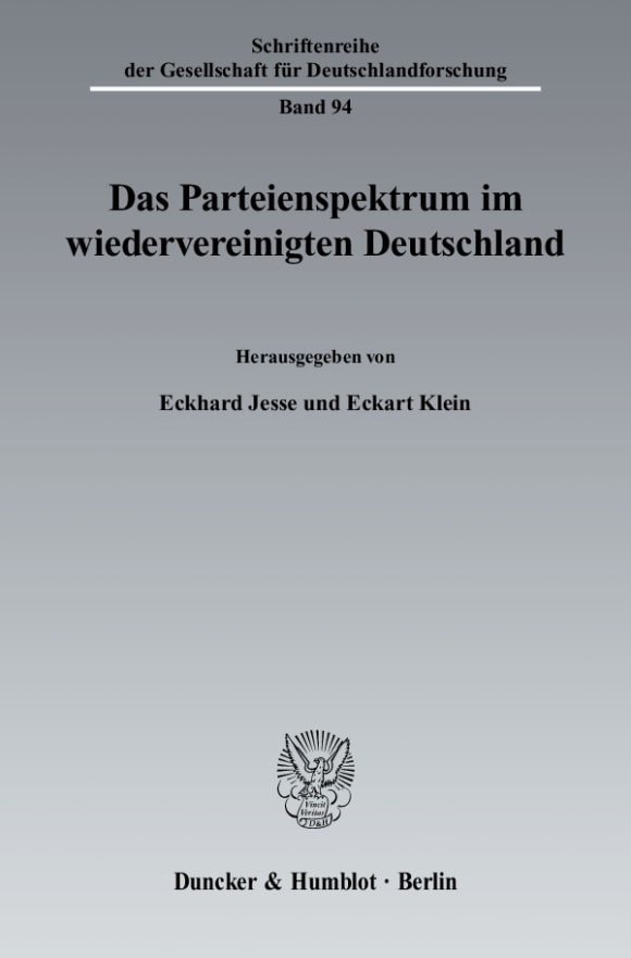 Cover Das Parteienspektrum im wiedervereinigten Deutschland