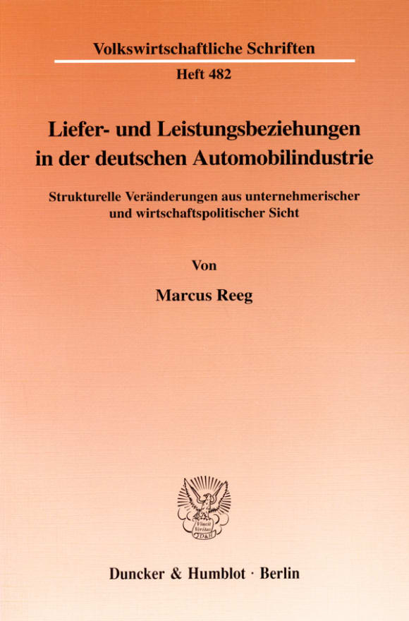 Cover Liefer- und Leistungsbeziehungen in der deutschen Automobilindustrie