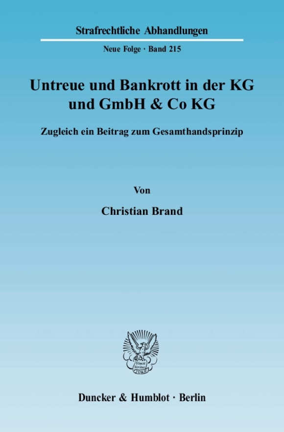 Cover Untreue und Bankrott in der KG und GmbH & Co KG