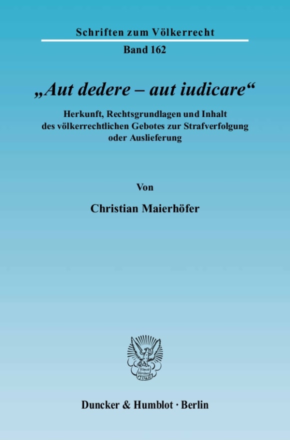 Cover »Aut dedere – aut iudicare«