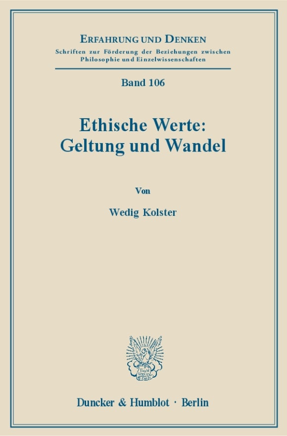 Cover Ethische Werte: Geltung und Wandel