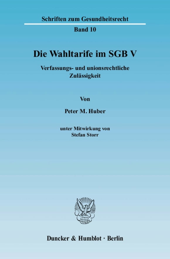 Cover Die Wahltarife im SGB V