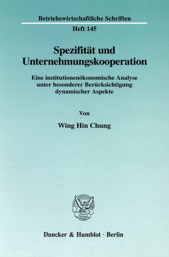 Cover Spezifität und Unternehmungskooperation