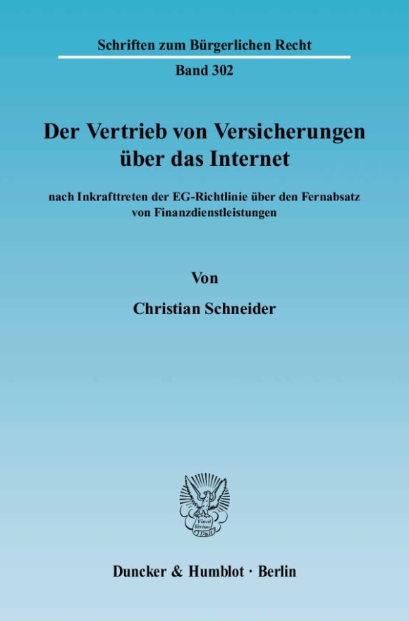 Cover Der Vertrieb von Versicherungen über das Internet