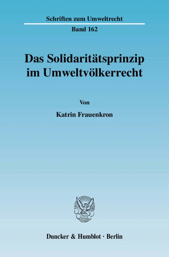 Cover Das Solidaritätsprinzip im Umweltvölkerrecht