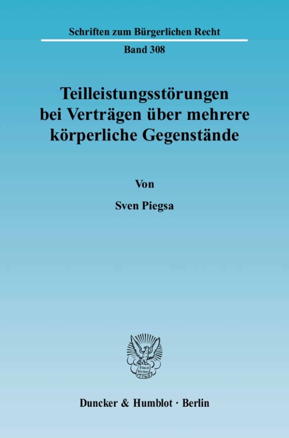 Cover Teilleistungsstörungen bei Verträgen über mehrere körperliche Gegenstände