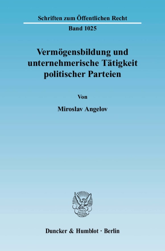 Cover Vermögensbildung und unternehmerische Tätigkeit politischer Parteien