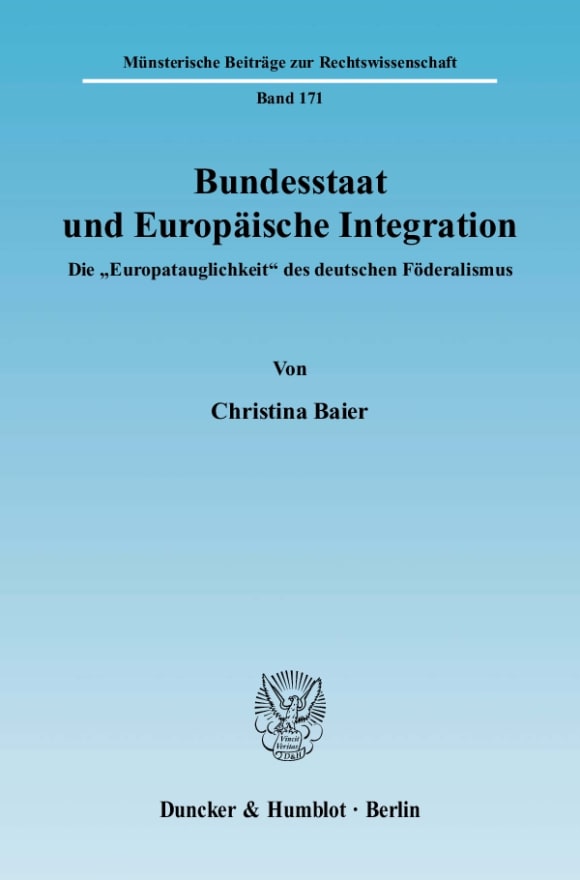 Cover Bundesstaat und Europäische Integration