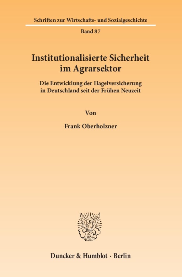 Cover Institutionalisierte Sicherheit im Agrarsektor