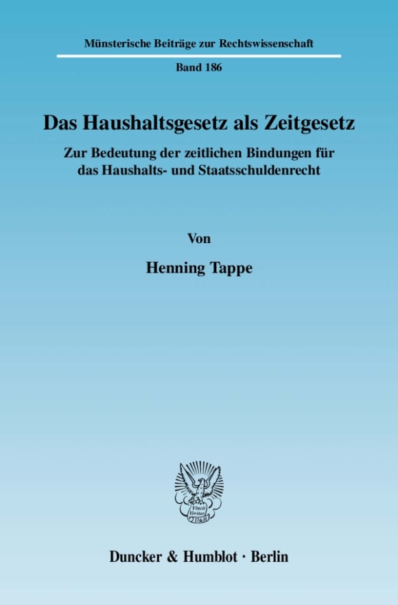 Cover Das Haushaltsgesetz als Zeitgesetz