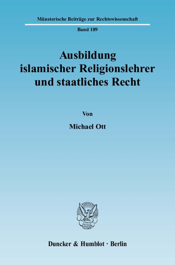 Cover Ausbildung islamischer Religionslehrer und staatliches Recht