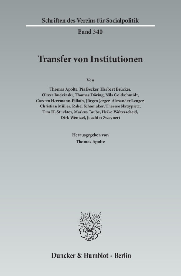 Cover Transfer von Institutionen