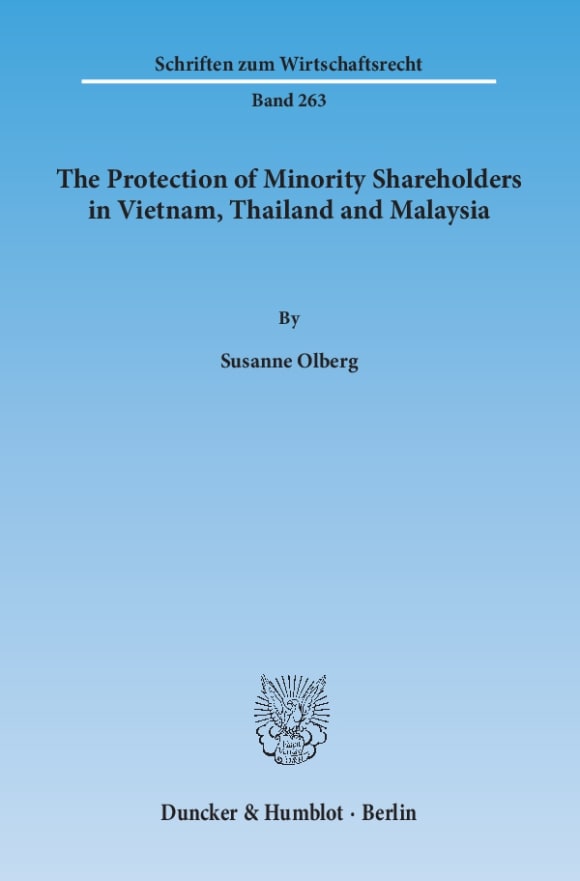 Cover The Protection of Minority Shareholders in Vietnam, Thailand and Malaysia