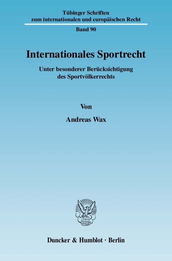 Cover Internationales Sportrecht