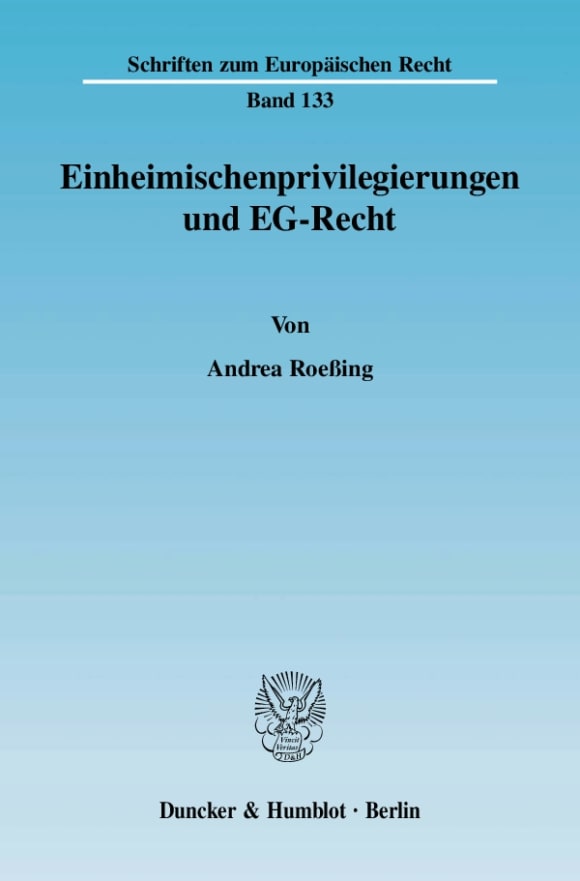 Cover Einheimischenprivilegierungen und EG-Recht