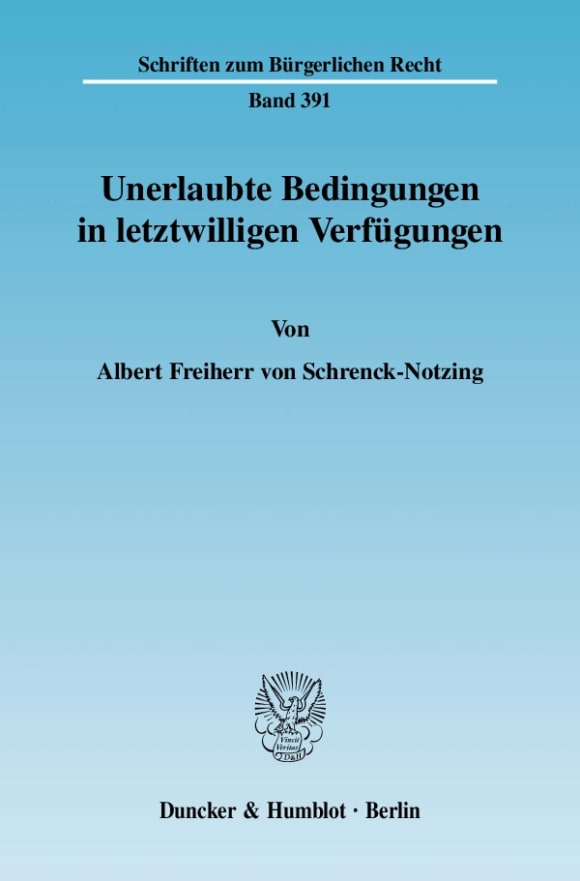 Cover Unerlaubte Bedingungen in letztwilligen Verfügungen