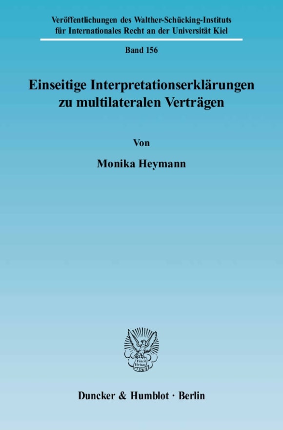 Cover Einseitige Interpretationserklärungen zu multilateralen Verträgen