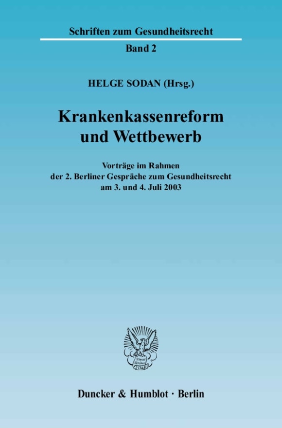 Cover Krankenkassenreform und Wettbewerb