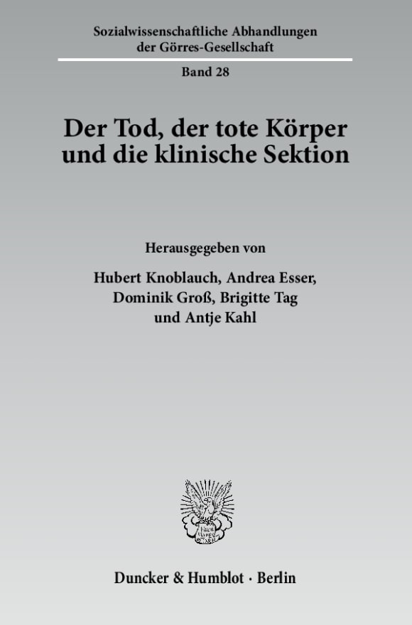 Cover Der Tod, der tote Körper und die klinische Sektion