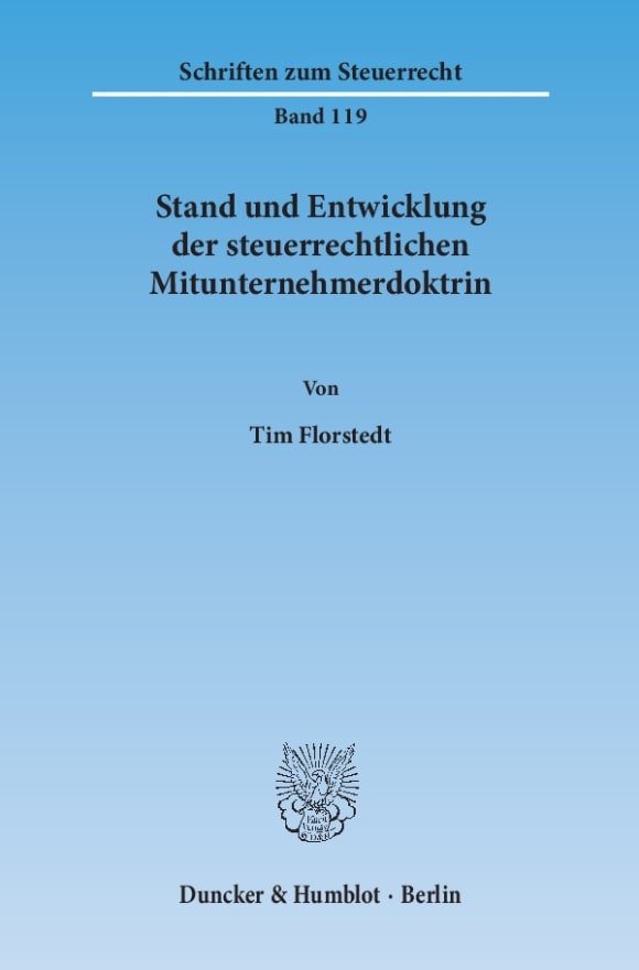 Cover Stand und Entwicklung der steuerrechtlichen Mitunternehmerdoktrin