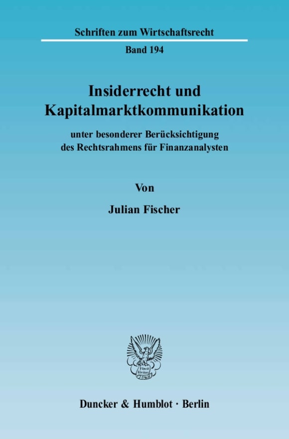 Cover Insiderrecht und Kapitalmarktkommunikation