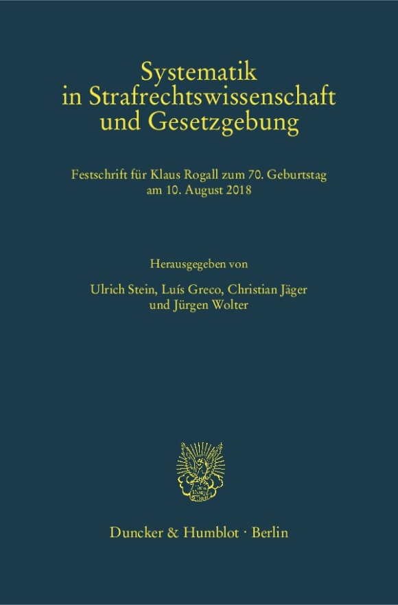 Cover Systematik in Strafrechtswissenschaft und Gesetzgebung