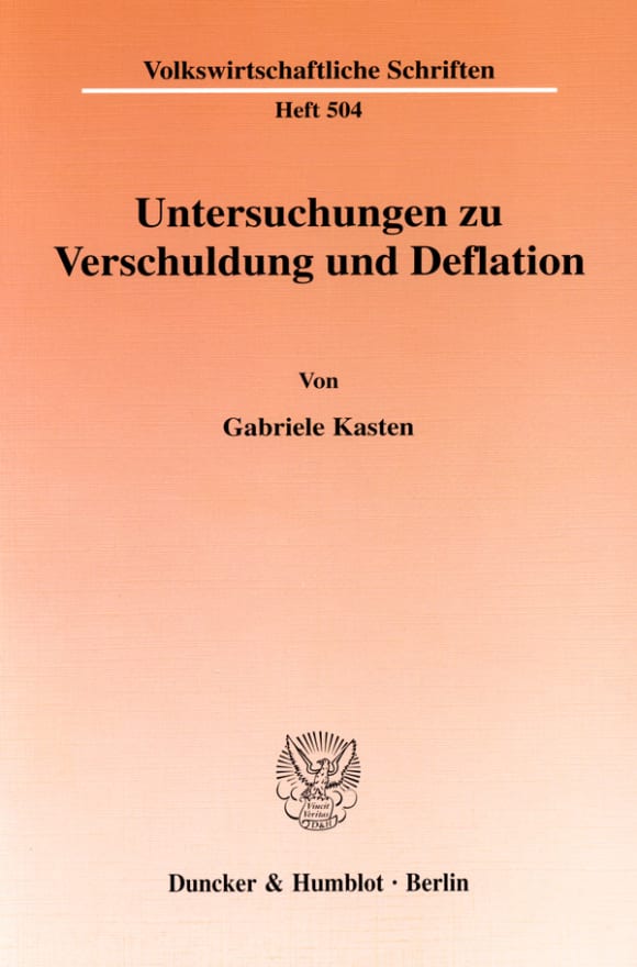 Cover Untersuchungen zu Verschuldung und Deflation