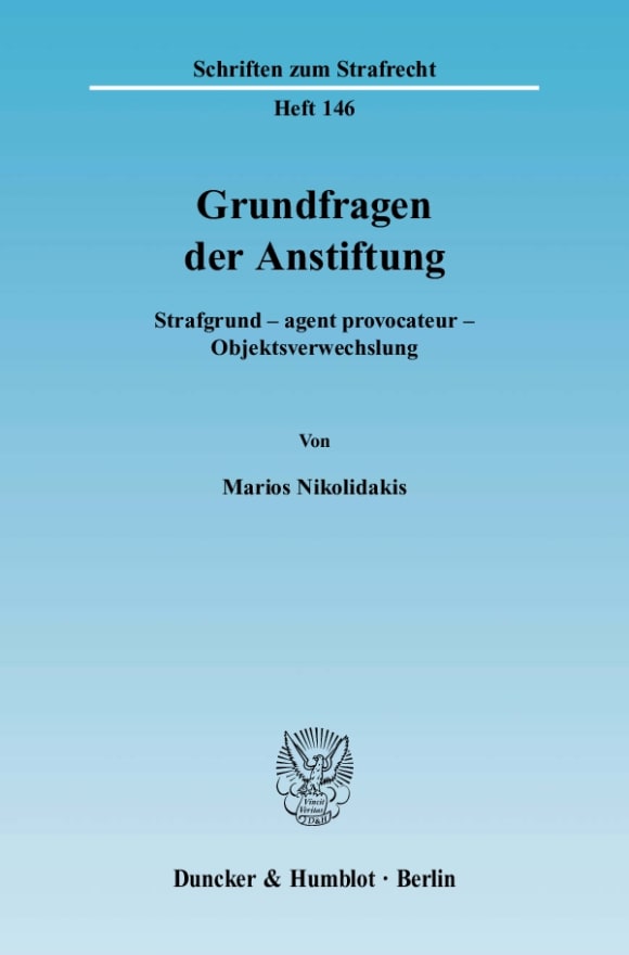 Cover Grundfragen der Anstiftung