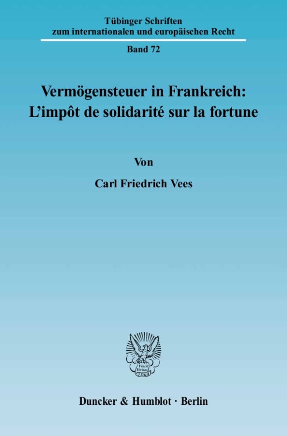 Cover Vermögensteuer in Frankreich: L'impôt de solidarité sur la fortune