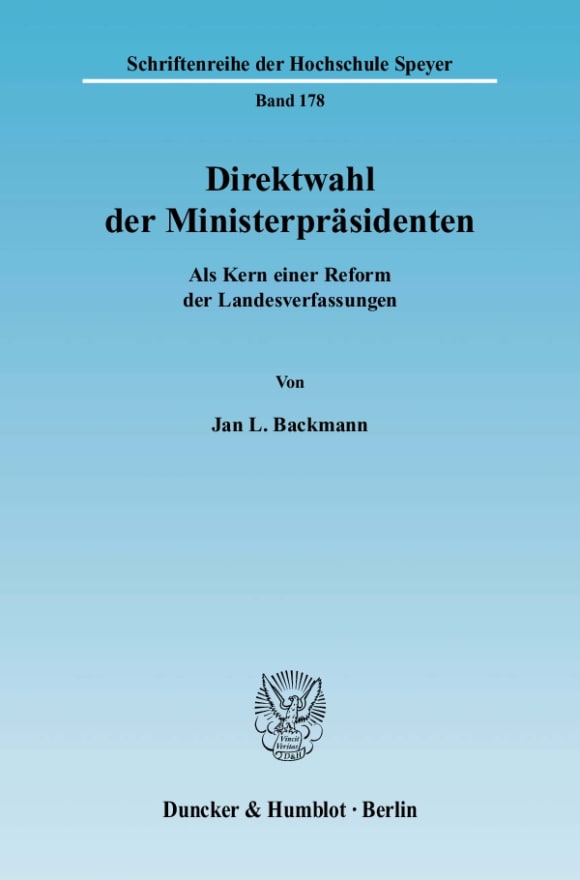 Cover Direktwahl der Ministerpräsidenten