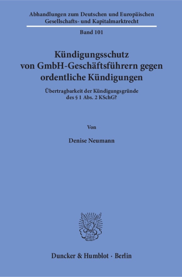 Cover Kündigungsschutz von GmbH-Geschäftsführern gegen ordentliche Kündigungen