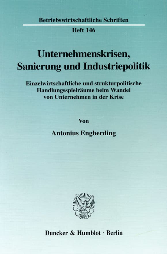 Cover Unternehmenskrisen, Sanierung und Industriepolitik