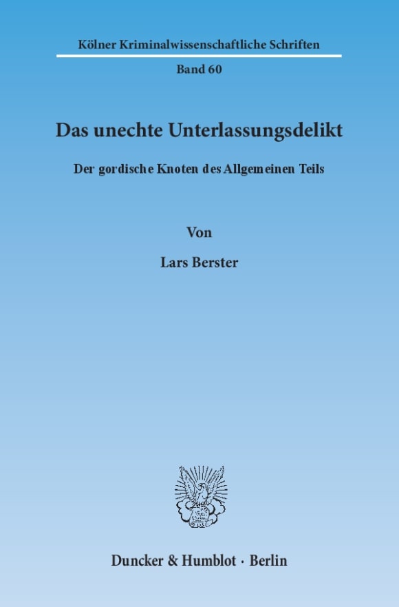 Cover Das unechte Unterlassungsdelikt