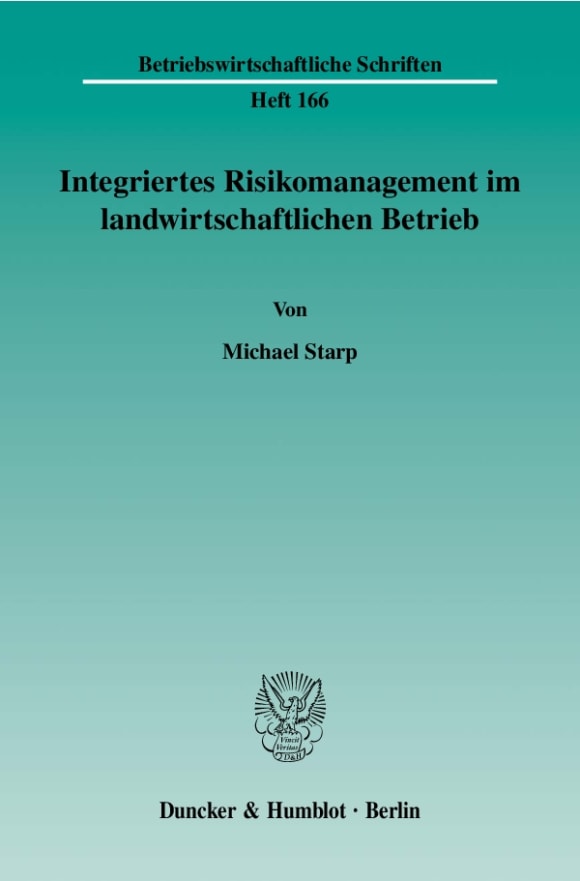 Cover Integriertes Risikomanagement im landwirtschaftlichen Betrieb