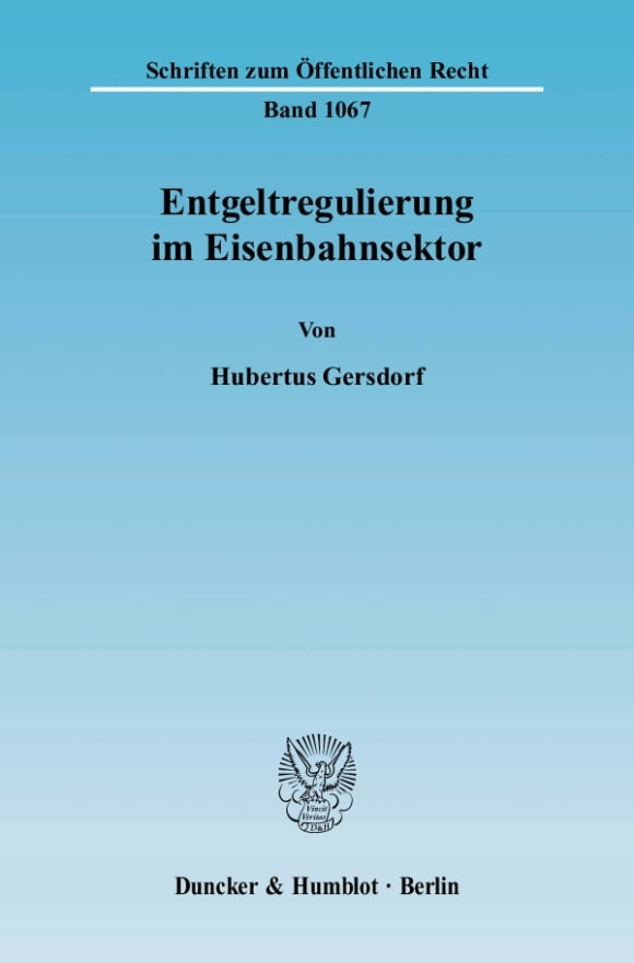 Cover Entgeltregulierung im Eisenbahnsektor