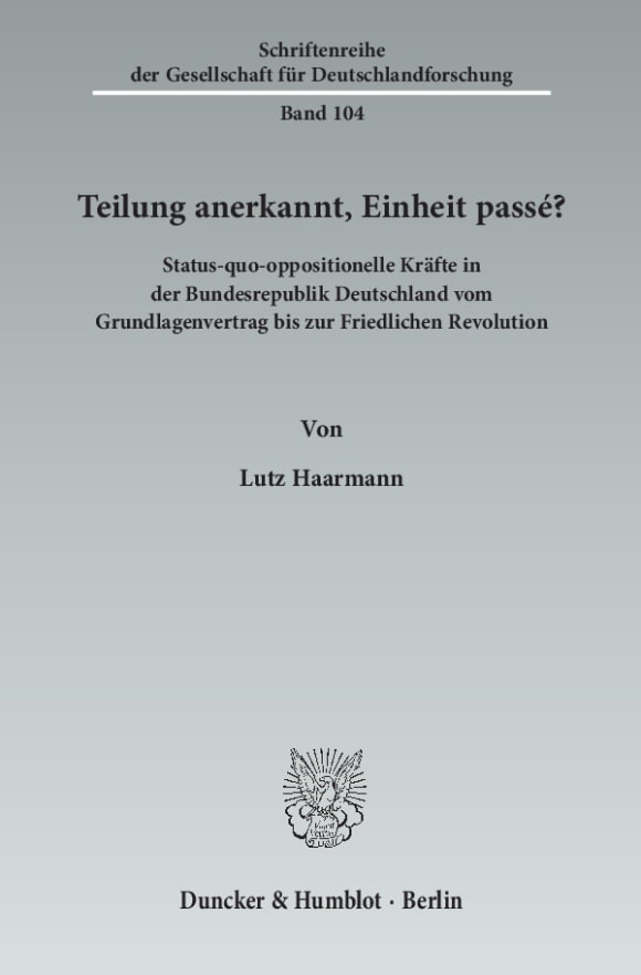 Cover Teilung anerkannt, Einheit passé?