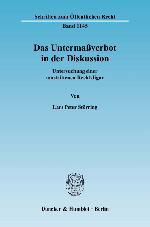 Cover Das Untermaßverbot in der Diskussion