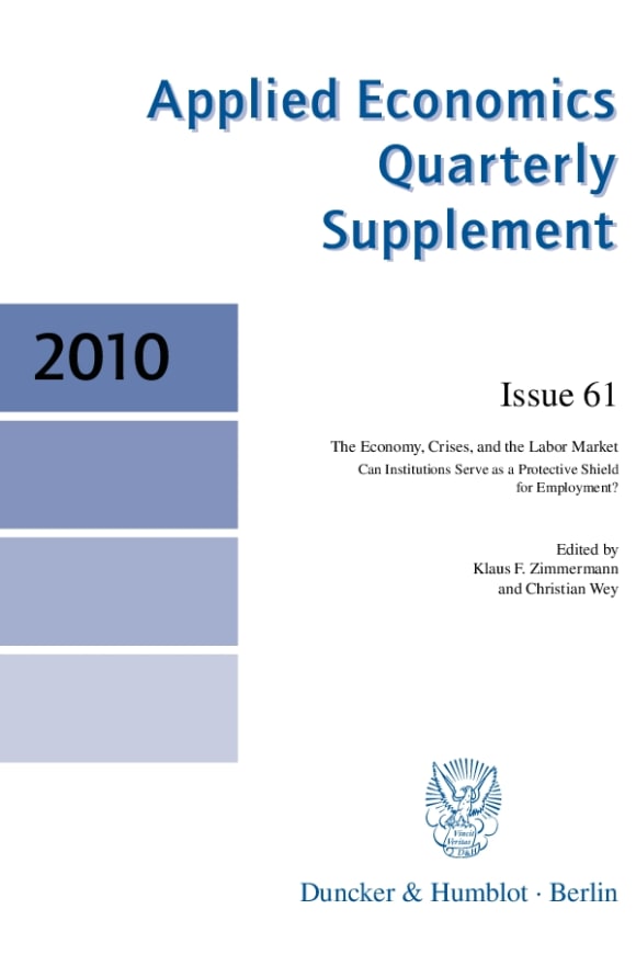 Cover Applied Economics Quarterly. Supplements (SUP AEQ)