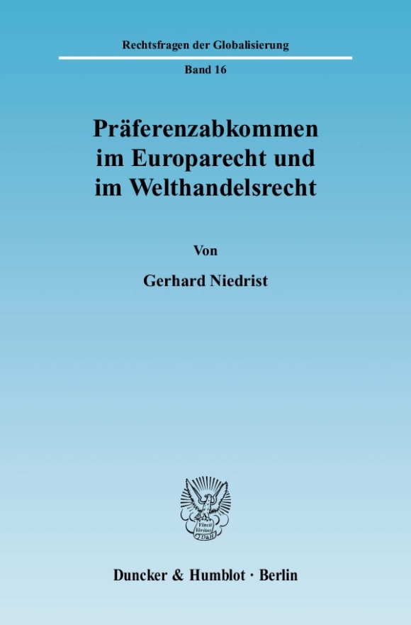 Cover Präferenzabkommen im Europarecht und im Welthandelsrecht