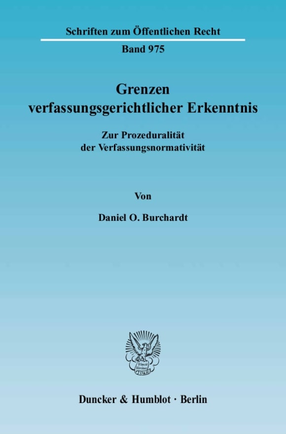 Cover Grenzen verfassungsgerichtlicher Erkenntnis