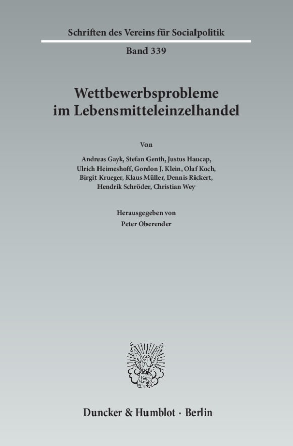 Cover Wettbewerbsprobleme im Lebensmitteleinzelhandel